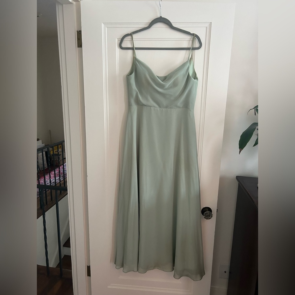 Azazie mint green floor length bridesmaid dress